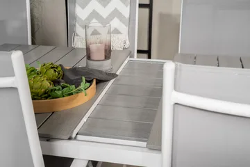 Levels Förlängningsbar Matgrupp Utomhus 160cm + 6 Break Matstolar - Vit/Grå - Utemöbler & utemiljö - Utegrupp - Matgrupp utomhus