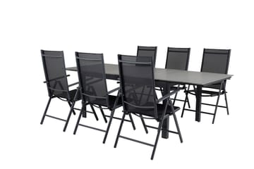 Levels Förlängningsbar Matgrupp Utomhus 160cm + 6 Break Stolar - Svart/Grå - Utemöbler & utemiljö - Utegrupp - Matgrupp utomhus