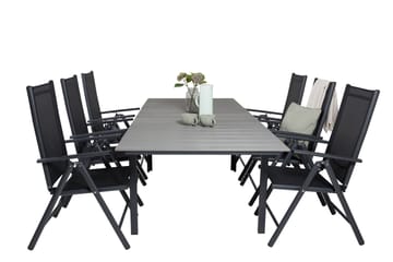 Levels Förlängningsbar Matgrupp Utomhus 160cm + 6 Break Stolar - Svart/Grå - Utemöbler & utemiljö - Utegrupp - Matgrupp utomhus