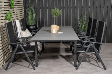 Levels Förlängningsbar Matgrupp Utomhus 160cm + 6 Break Stolar - Svart/Grå - Utemöbler & utemiljö - Utegrupp - Matgrupp utomhus