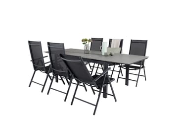 Levels Förlängningsbar Matgrupp Utomhus 160cm + 6 Break Stolar - Svart/Grå - Utemöbler & utemiljö - Utegrupp - Matgrupp utomhus