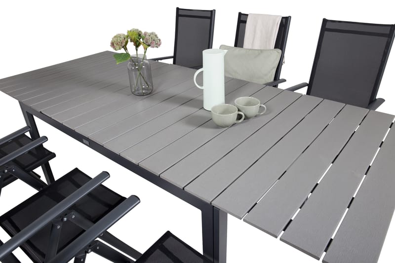 Levels F örlängningsbar Matgrupp Utomhus 160cm + 6 Break Stolar - Svart/Grå - Utemöbler & utemiljö - Utegrupp - Matgrupp utomhus