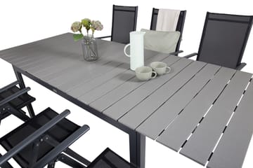 Levels Förlängningsbar Matgrupp Utomhus 160cm + 6 Break Stolar - Svart/Grå - Utemöbler & utemiljö - Utegrupp - Matgrupp utomhus