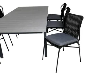 Levels Förlängningsbar Matgrupp Utomhus 160cm + 6 Julian Stolar - Grå/Svart - Utemöbler & utemiljö - Utegrupp - Matgrupp utomhus