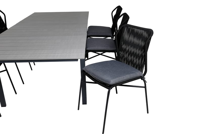 Levels Förlängningsbar Matgrupp Utomhus 160cm + 6 Julian Stolar - Grå/Svart - Utemöbler & utemiljö - Utegrupp - Matgrupp utomhus