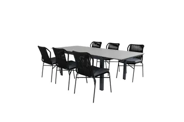 Levels Förlängningsbar Matgrupp Utomhus 160cm + 6 Julian Stolar - Grå/Svart - Utemöbler & utemiljö - Utegrupp - Matgrupp utomhus