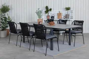 Levels Förlängningsbar Matgrupp Utomhus 160cm + 6 Julian Stolar - Grå/Svart - Utemöbler & utemiljö - Utegrupp - Matgrupp utomhus