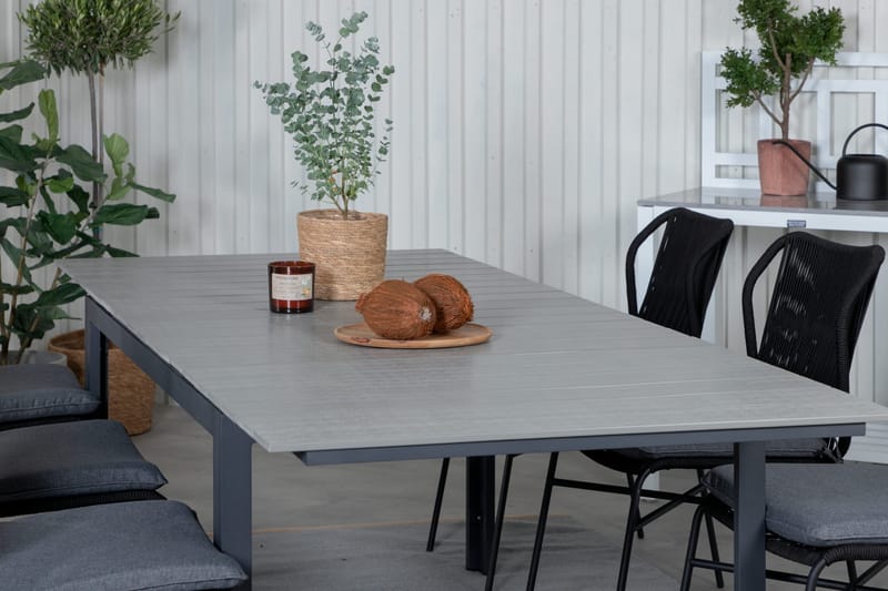 Levels Förlängningsbar Matgrupp Utomhus 160cm + 6 Julian Stolar - Grå/Svart - Utemöbler & utemiljö - Utegrupp - Matgrupp utomhus