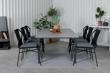 Levels Förlängningsbar Matgrupp Utomhus 160cm + 6 Julian Stolar - Grå/Svart - Utemöbler & utemiljö - Utegrupp - Matgrupp utomhus