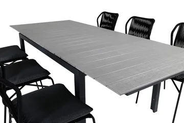 Levels Förlängningsbar Matgrupp Utomhus 160cm + 6 Julian Stolar - Grå/Svart - Utemöbler & utemiljö - Utegrupp - Matgrupp utomhus