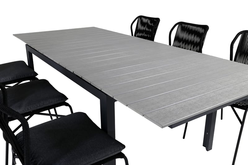 Levels Förlängningsbar Matgrupp Utomhus 160cm + 6 Julian Stolar - Grå/Svart - Utemöbler & utemiljö - Utegrupp - Matgrupp utomhus