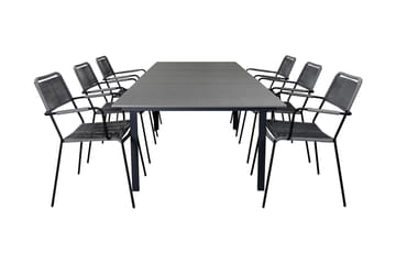 Levels Förlängningsbar Matgrupp Utomhus 160cm + 6 Lindos Stolar - Svart/Natur - Utemöbler & utemiljö - Utegrupp - Matgrupp utomhus