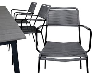 Levels Förlängningsbar Matgrupp Utomhus 160cm + 6 Lindos Stolar - Svart/Natur - Utemöbler & utemiljö - Utegrupp - Matgrupp utomhus