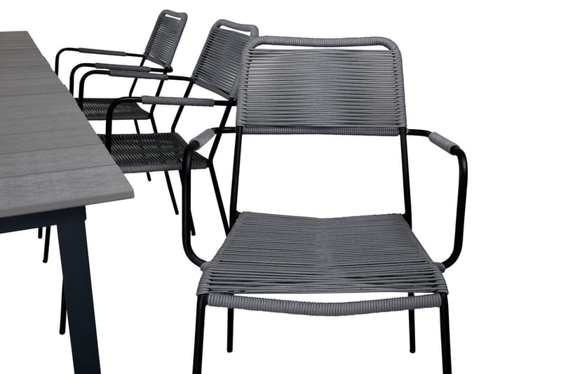 Levels Förlängningsbar Matgrupp Utomhus 160cm + 6 Lindos Stolar - Svart/Natur - Utemöbler & utemiljö - Utegrupp - Matgrupp utomhus