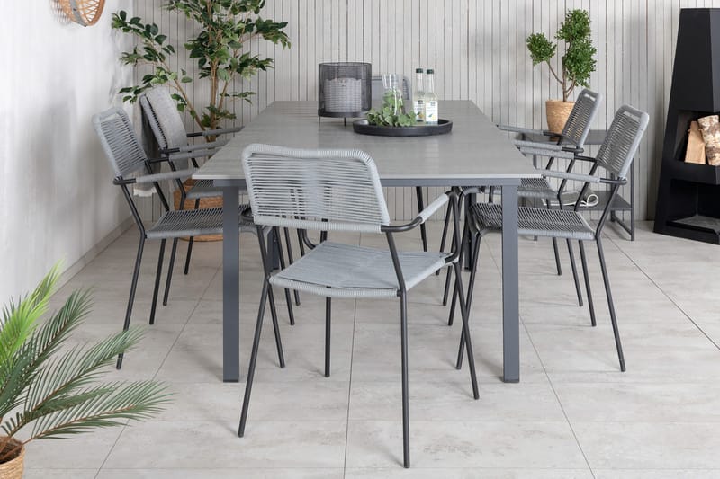 Levels Förlängningsbar Matgrupp Utomhus 160cm + 6 Lindos Stolar - Svart/Natur - Utemöbler & utemiljö - Utegrupp - Matgrupp utomhus