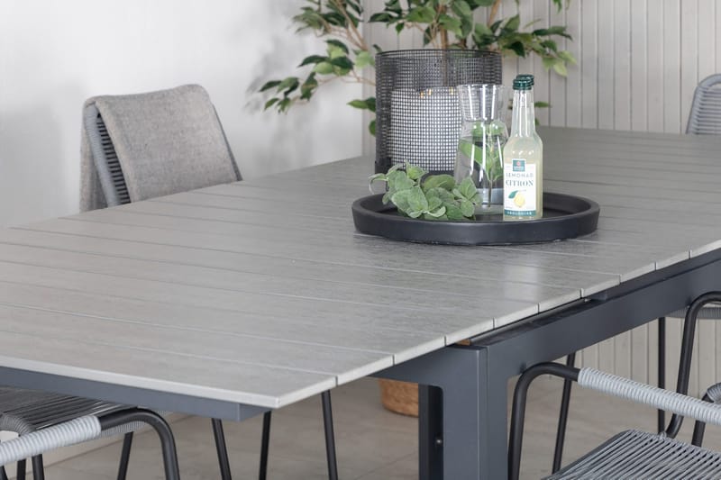 Levels Förlängningsbar Matgrupp Utomhus 160cm + 6 Lindos Stolar - Svart/Natur - Utemöbler & utemiljö - Utegrupp - Matgrupp utomhus