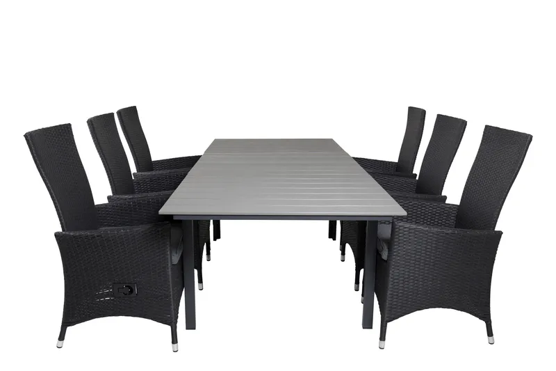 Levels Förlängningsbar Matgrupp Utomhus 160cm + 6 Padova Matstolar, Natur