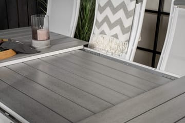 Levels Förlängningsbar Matgrupp Utomhus 160cm + 8 Albany Stolar - Vit/Grå - Utemöbler & utemiljö - Utegrupp - Matgrupp utomhus