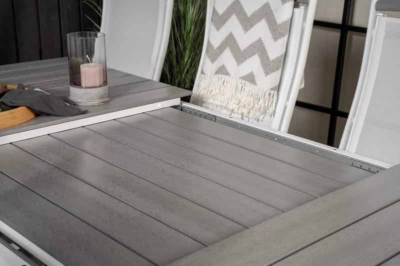 Levels Förlängningsbar Matgrupp Utomhus 160cm + 8 Albany Stolar - Vit/Grå - Utemöbler & utemiljö - Utegrupp - Matgrupp utomhus