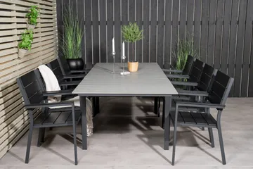 Levels Förlängningsbar Matgrupp Utomhus 160cm + 8 Matstolar - Svart - Utemöbler & utemiljö - Utegrupp - Matgrupp utomhus