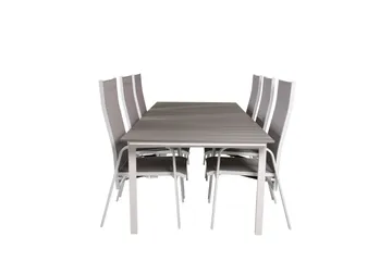 Levels Förlängningsbar Matgrupp Utomhus 224-324 cm + 6 st Copacabana Matstolar - Vit - Utemöbler & utemiljö - Utegrupp - Matgrupp utomhus