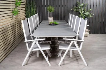Levels Förlängningsbar Matgrupp Utomhus 224cm + 10 Break Stolar - Grå/Vit - Utemöbler & utemiljö - Utegrupp - Matgrupp utomhus