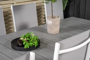 Levels Förlängningsbar Matgrupp Utomhus 224cm + 10 Break Stolar - Grå/Vit - Utemöbler & utemiljö - Utegrupp - Matgrupp utomhus