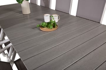 Levels Förlängningsbar Matgrupp Utomhus 224cm + 10 Break Stolar - Grå/Vit - Utemöbler & utemiljö - Utegrupp - Matgrupp utomhus