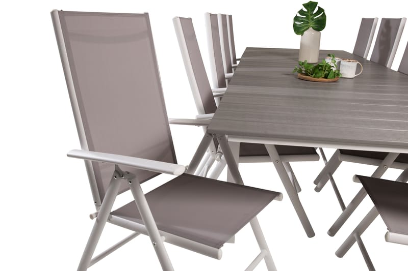 Levels Förlängningsbar Matgrupp Utomhus 224cm + 10 Break Stolar - Gr�å/Vit - Utemöbler & utemiljö - Utegrupp - Matgrupp utomhus