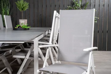 Levels Förlängningsbar Matgrupp Utomhus 224cm + 10 Break Stolar - Grå/Vit - Utemöbler & utemiljö - Utegrupp - Matgrupp utomhus