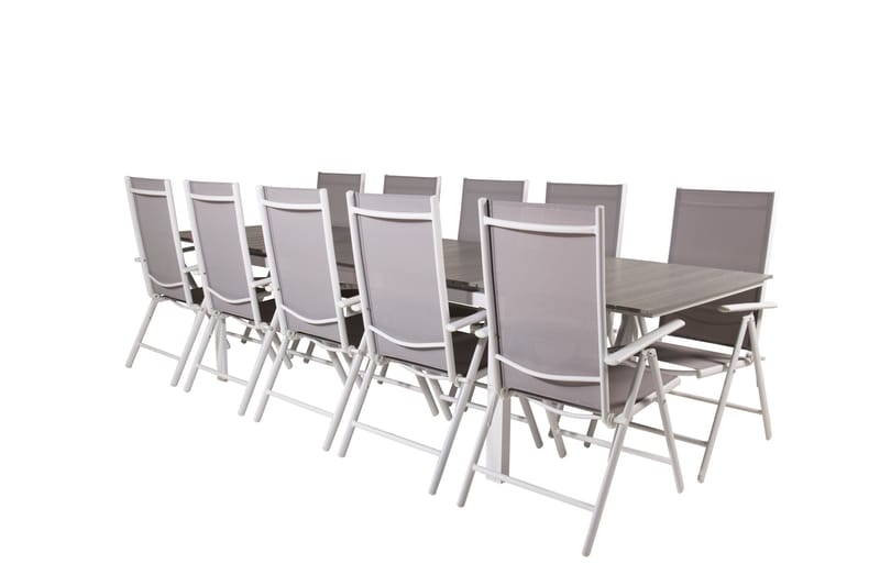 Levels Förlängningsbar Matgrupp Utomhus 224cm + 10 Break Stolar - Grå/Vit - Utemöbler & utemiljö - Utegrupp - Matgrupp utomhus