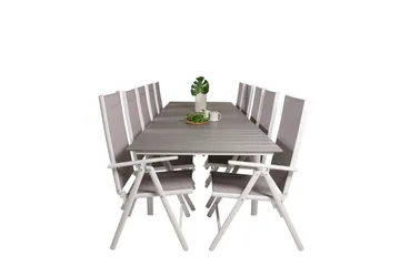 Levels Förlängningsbar Matgrupp Utomhus 224cm + 10 Break Stolar - Grå/Vit - Utemöbler & utemiljö - Utegrupp - Matgrupp utomhus