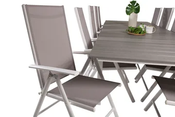 Levels Förlängningsbar Matgrupp Utomhus 224cm + 10 Break Stolar - Grå/Vit - Utemöbler & utemiljö - Utegrupp - Matgrupp utomhus