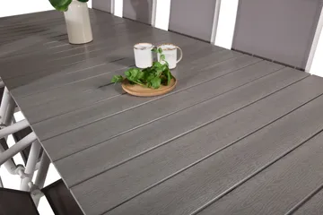 Levels Förlängningsbar Matgrupp Utomhus 224cm + 10 Break Stolar - Grå/Vit - Utemöbler & utemiljö - Utegrupp - Matgrupp utomhus