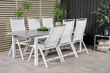 Levels Förlängningsbar Matgrupp Utomhus 224cm + 6 Albany Stolar - Grå/Vit - Utemöbler & utemiljö - Utegrupp - Matgrupp utomhus