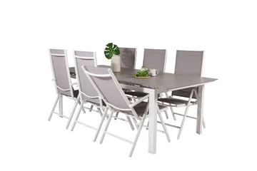 Levels Förlängningsbar Matgrupp Utomhus 224cm + 6 Break Matstolar - Grå/Vit - Utemöbler & utemiljö - Utegrupp - Matgrupp utomhus