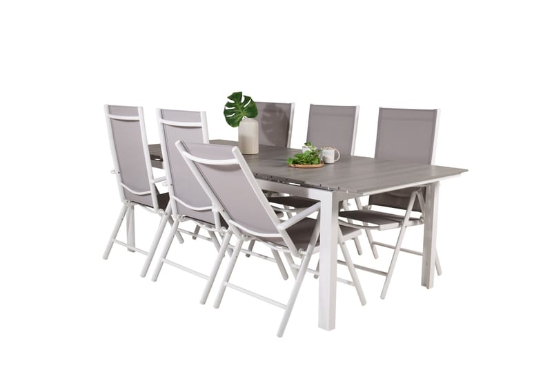 Levels Förlängningsbar Matgrupp Utomhus 224cm + 6 Break Matstolar - Grå/Vit - Utemöbler & utemiljö - Utegrupp - Matgrupp utomhus