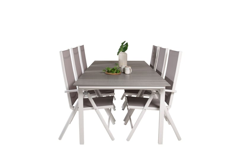Levels Förlängningsbar Matgrupp Utomhus 224cm + 6 Break Matstolar - Grå/Vit - Utemöbler & utemiljö - Utegrupp - Matgrupp utomhus
