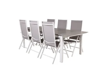 Levels Förlängningsbar Matgrupp Utomhus 224cm + 6 Break Matstolar - Grå/Vit - Utemöbler & utemiljö - Utegrupp - Matgrupp utomhus