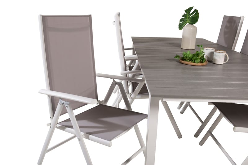 Levels Förlängningsbar Matgrupp Utomhus 224cm + 6 Break Matstolar - Grå/Vit - Utemöbler & utemiljö - Utegrupp - Matgrupp utomhus