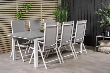 Levels Förlängningsbar Matgrupp Utomhus 224cm + 6 Break Matstolar - Grå/Vit - Utemöbler & utemiljö - Utegrupp - Matgrupp utomhus