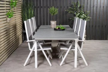 Levels Förlängningsbar Matgrupp Utomhus 224cm + 6 Break Matstolar - Grå/Vit - Utemöbler & utemiljö - Utegrupp - Matgrupp utomhus