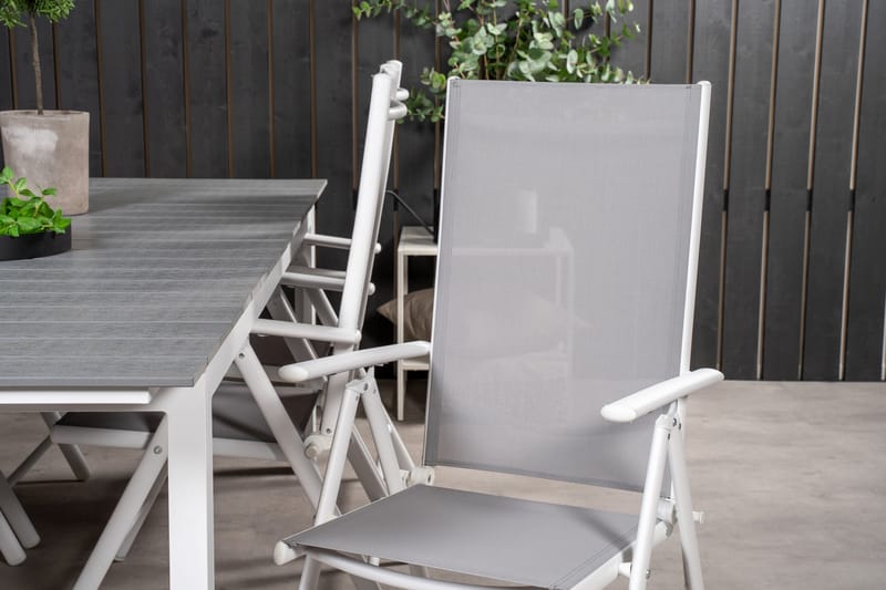 Levels Förlängningsbar Matgrupp Utomhus 224cm + 6 Break Matstolar - Grå/Vit - Utemöbler & utemiljö - Utegrupp - Matgrupp utomhus