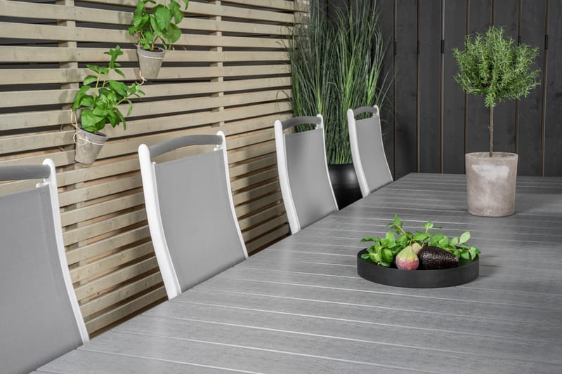 Levels Förlängningsbar Matgrupp Utomhus 224cm + 8 Albany Stolar - Grå/Vit - Utemöbler & utemiljö - Utegrupp - Matgrupp utomhus