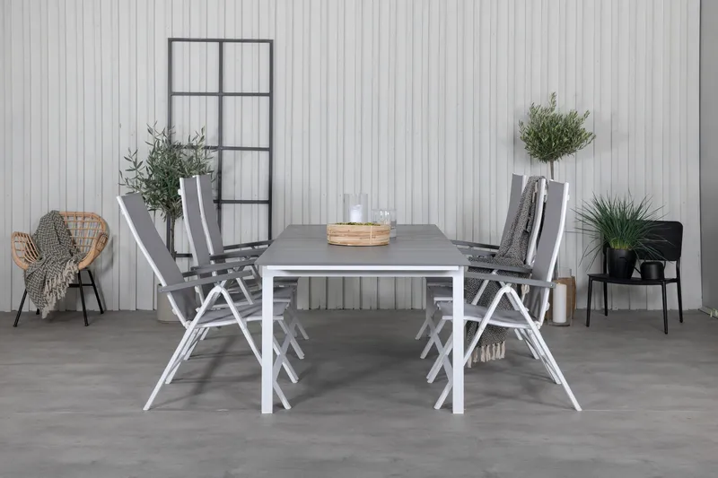 Levels Förlängningsbar Matgrupp Utomhus 229cm + 6 Albany Stolar - Brun/Vit - Utemöbler & utemiljö - Utegrupp - Matgrupp utomhus