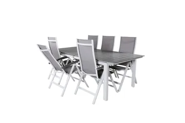 Levels Förlängningsbar Matgrupp Utomhus 229cm + 6 Albany Stolar - Brun/Vit - Utemöbler & utemiljö - Utegrupp - Matgrupp utomhus