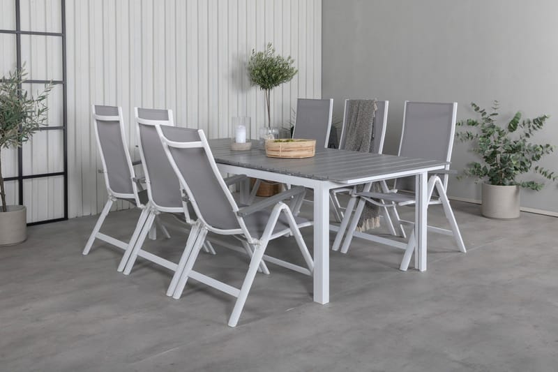 Levels Förlängningsbar Matgrupp Utomhus 229cm + 6 Albany Stolar - Brun/Vit - Utemöbler & utemiljö - Utegrupp - Matgrupp utomhus