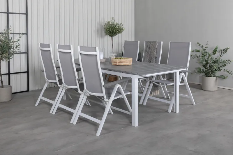 Levels Förlängningsbar Matgrupp Utomhus 229cm + 6 Albany Stolar - Brun/Vit - Utemöbler & utemiljö - Utegrupp - Matgrupp utomhus