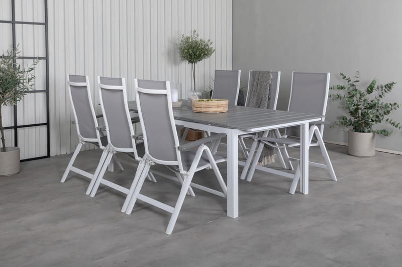 Levels Förlängningsbar Matgrupp Utomhus 229cm + 6 Albany Stolar - Brun/Vit - Utemöbler & utemiljö - Utegrupp - Matgrupp utomhus