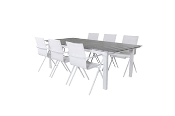 Levels Förlängningsbar Matgrupp Utomhus 229cm + 6 Alina Stolar - Grå/Vit - Utemöbler & utemiljö - Utegrupp - Matgrupp utomhus